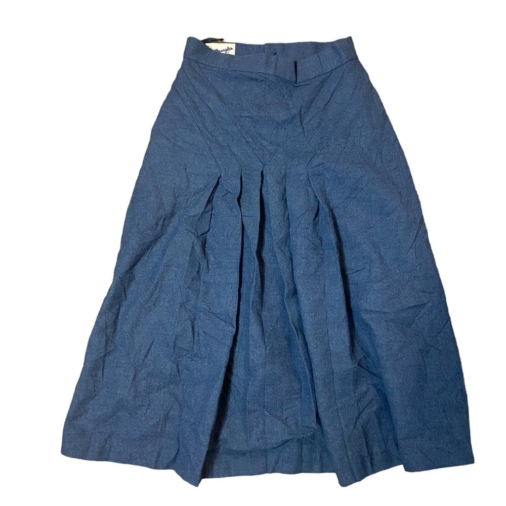 Vintage Wrangler Blue Grey Wool Pleated Skirt